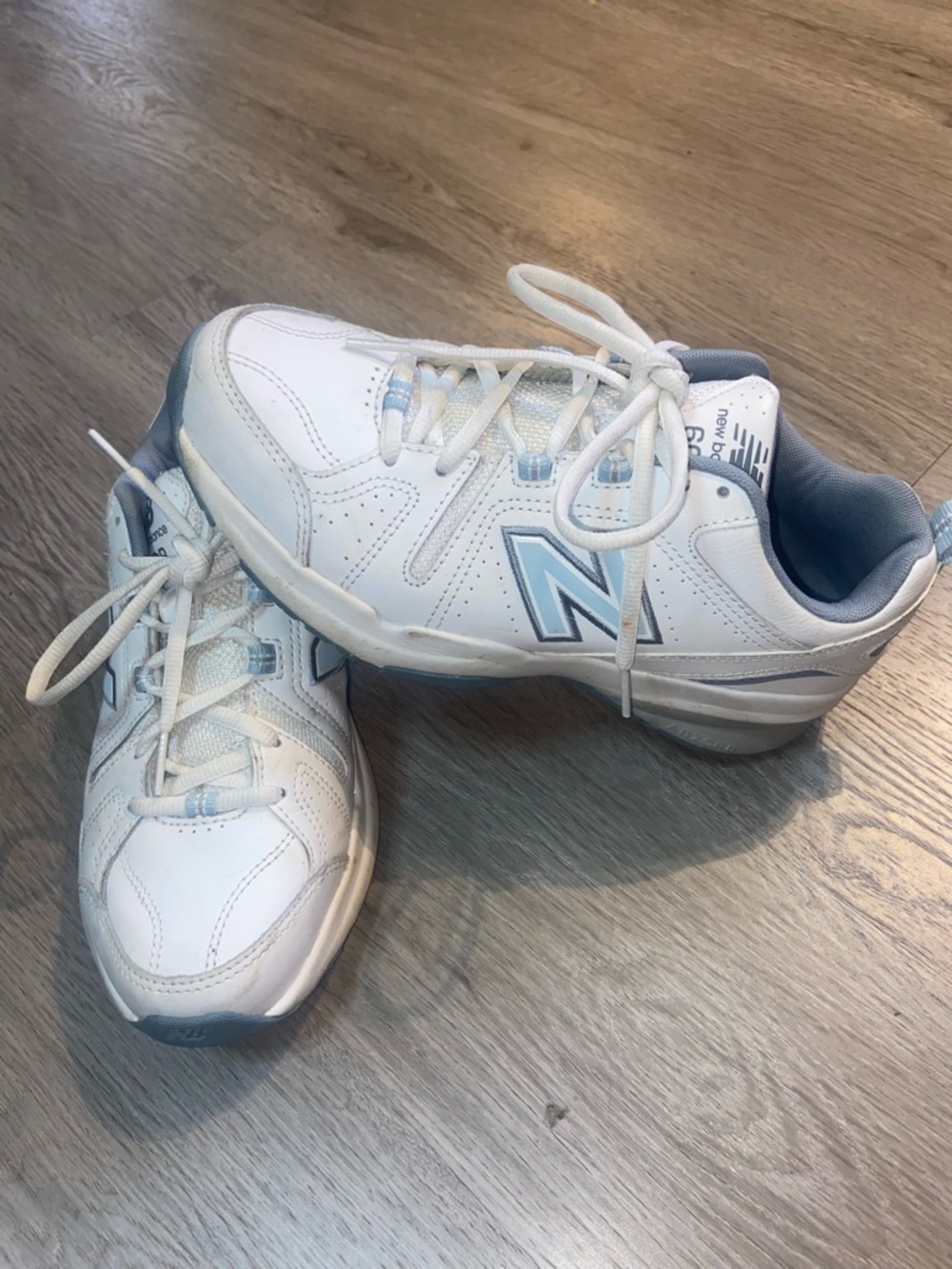 New Balance White Sneakers with Light Blue Details